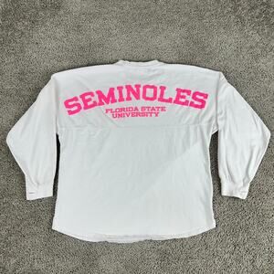 Florida Seminoles Shirt Womens L White Pink FSU Spirit Style Long Sleeve